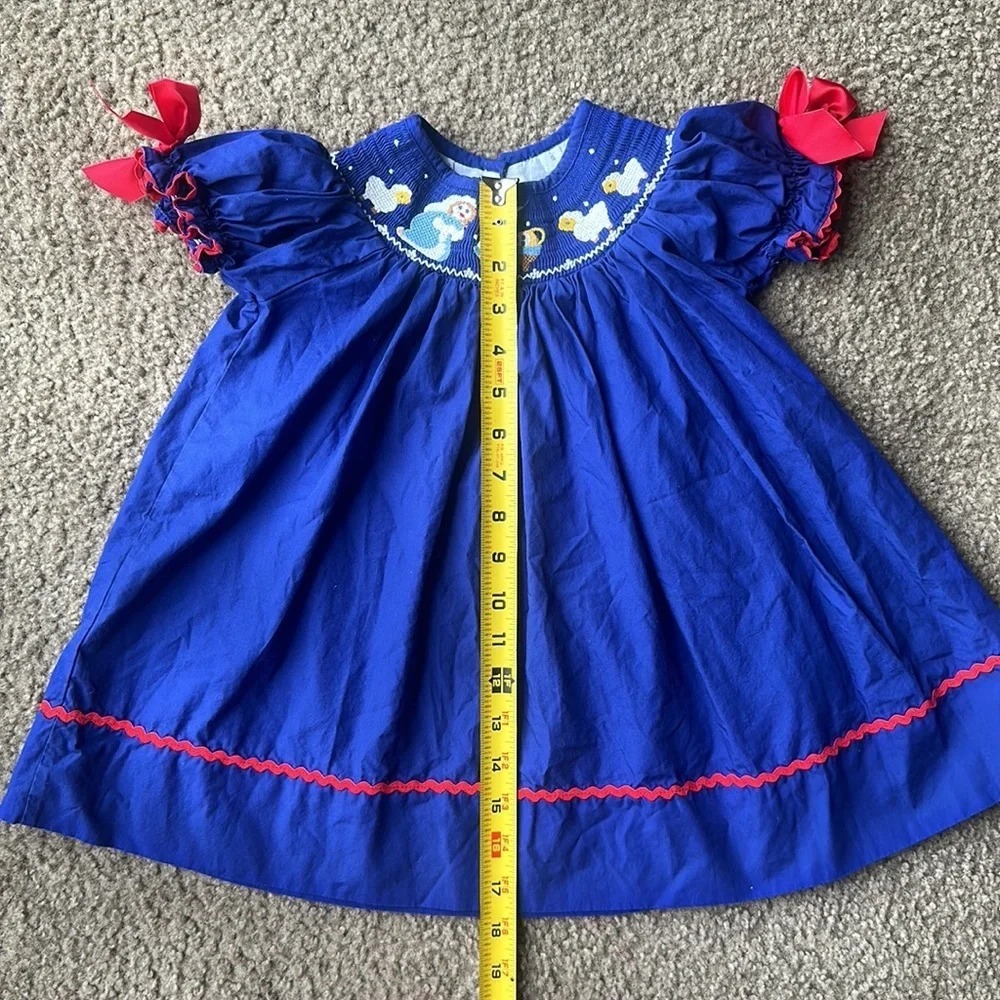 Vibrant Blue Dress with Angel Embroidery